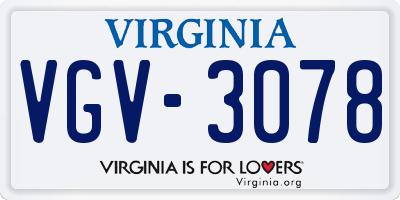 VA license plate VGV3078