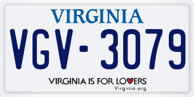 VA license plate VGV3079