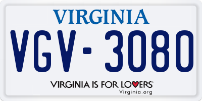 VA license plate VGV3080