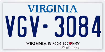 VA license plate VGV3084