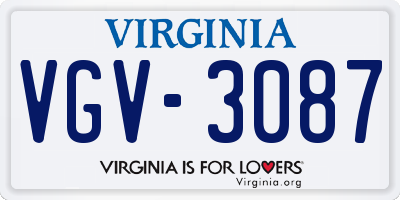 VA license plate VGV3087