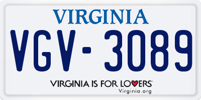 VA license plate VGV3089