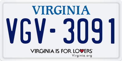 VA license plate VGV3091