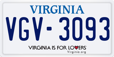 VA license plate VGV3093