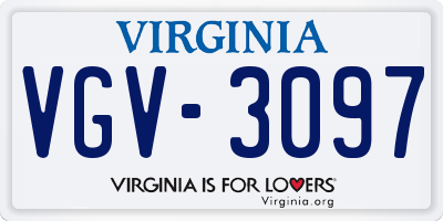VA license plate VGV3097
