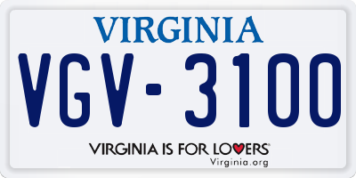 VA license plate VGV3100
