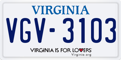 VA license plate VGV3103