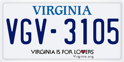 VA license plate VGV3105