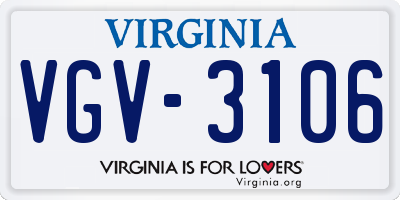 VA license plate VGV3106