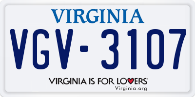 VA license plate VGV3107
