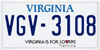 VA license plate VGV3108