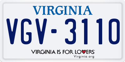 VA license plate VGV3110