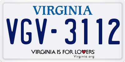 VA license plate VGV3112