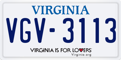 VA license plate VGV3113