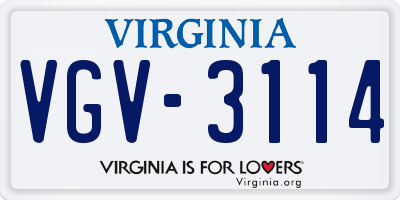 VA license plate VGV3114