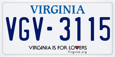 VA license plate VGV3115