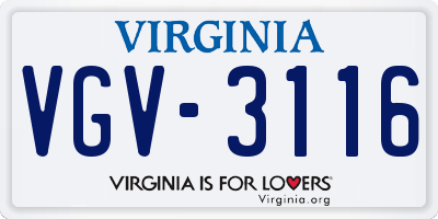 VA license plate VGV3116