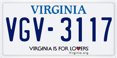 VA license plate VGV3117