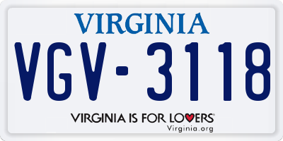VA license plate VGV3118