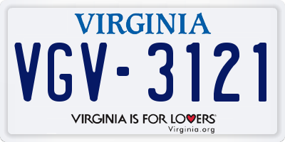 VA license plate VGV3121