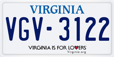 VA license plate VGV3122