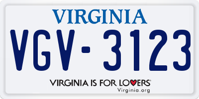 VA license plate VGV3123