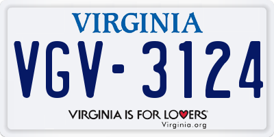 VA license plate VGV3124