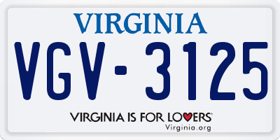 VA license plate VGV3125