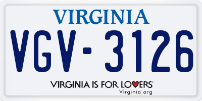 VA license plate VGV3126