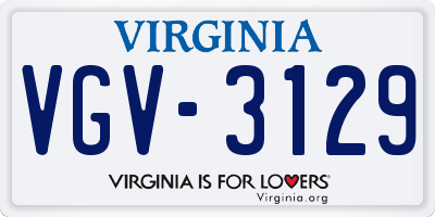 VA license plate VGV3129