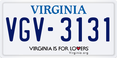 VA license plate VGV3131