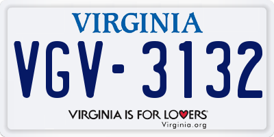 VA license plate VGV3132