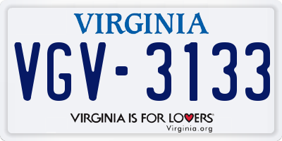 VA license plate VGV3133