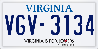 VA license plate VGV3134