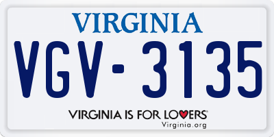 VA license plate VGV3135