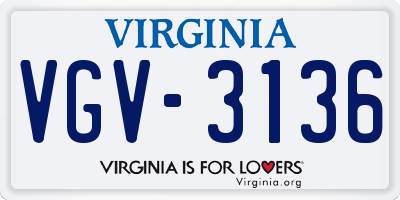 VA license plate VGV3136