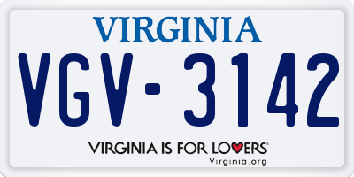 VA license plate VGV3142