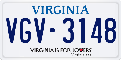 VA license plate VGV3148