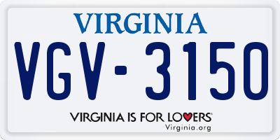 VA license plate VGV3150