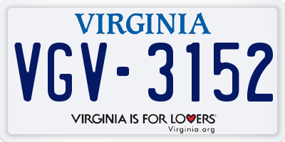 VA license plate VGV3152
