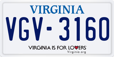 VA license plate VGV3160