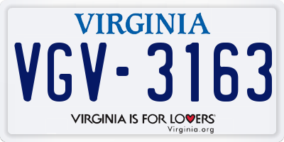 VA license plate VGV3163