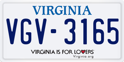 VA license plate VGV3165