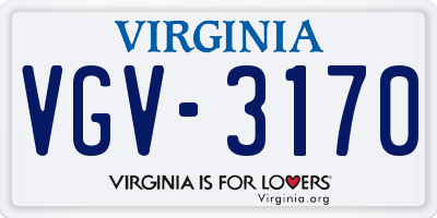 VA license plate VGV3170