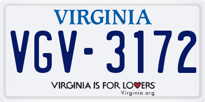 VA license plate VGV3172