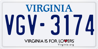 VA license plate VGV3174