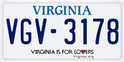 VA license plate VGV3178
