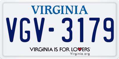 VA license plate VGV3179
