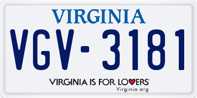 VA license plate VGV3181
