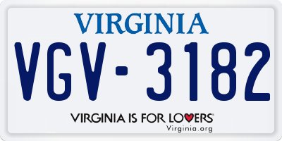 VA license plate VGV3182